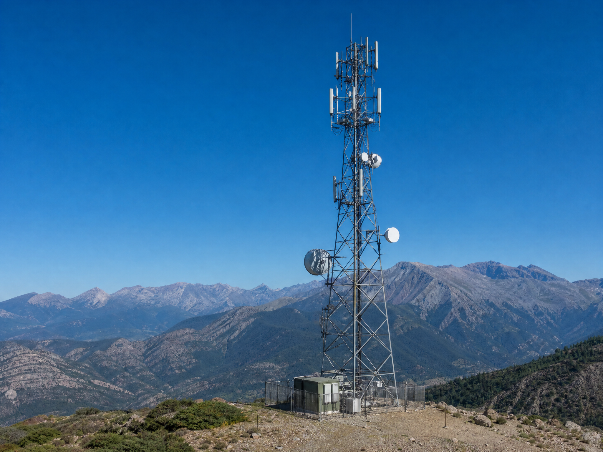 Telecommunications tower in remote location